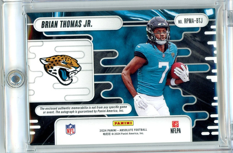 Brian Thomas Jr. 2024 Panini Absolute Rookie Premier Patch Autograph 