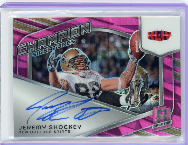 Jeremy Shockey 2024 Panini Spectra Champion Signatures pink prizm auto 
