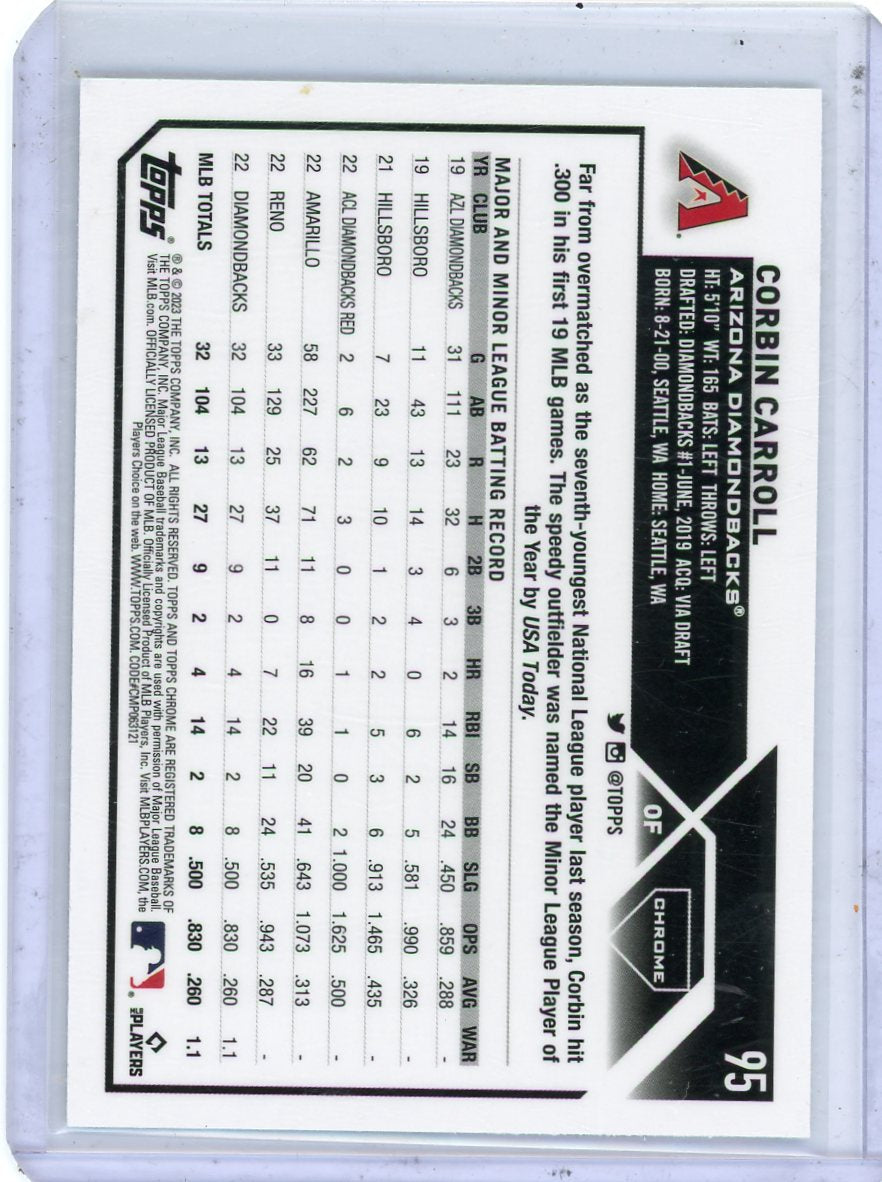 Corbin Carroll 2023 Topps Chrome sepia ref. rookie card