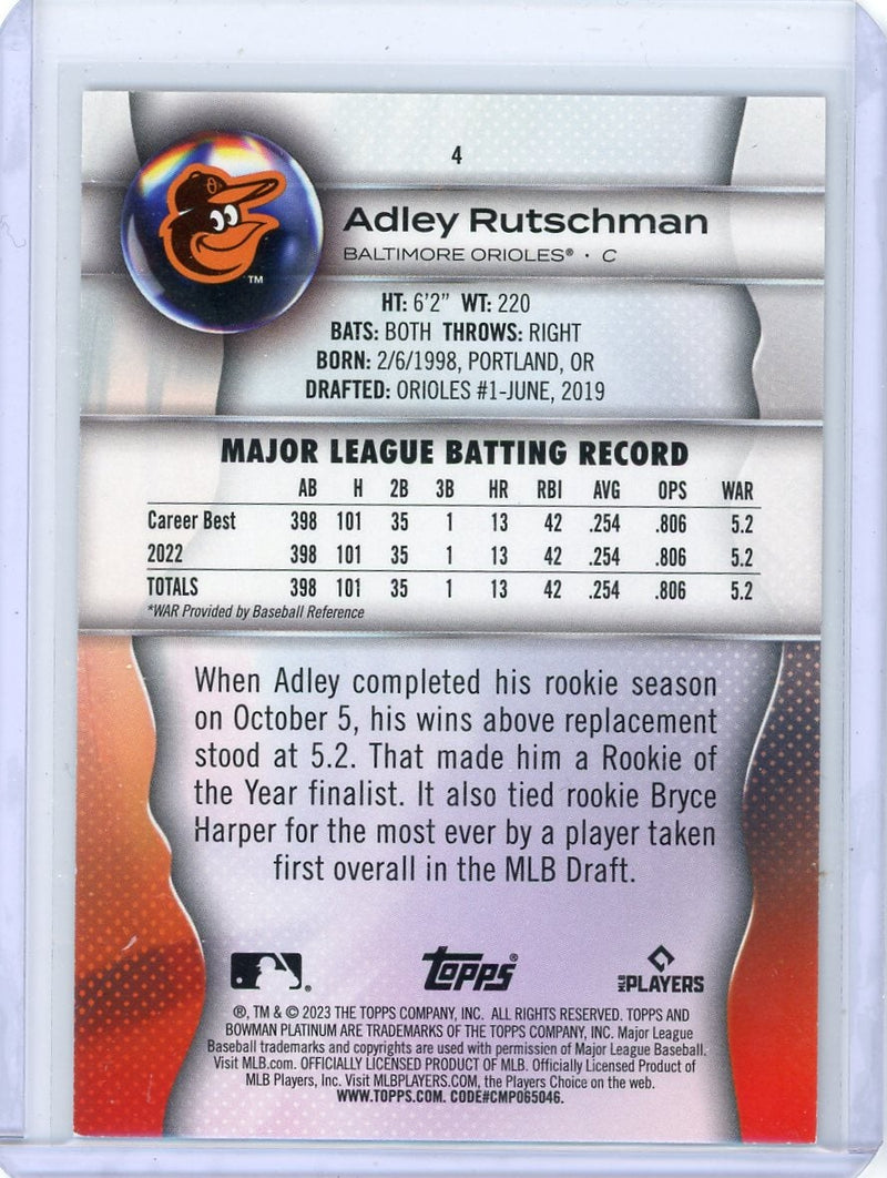 Adley Rutschman 2023 Bowman Platinum Blue Rookie 