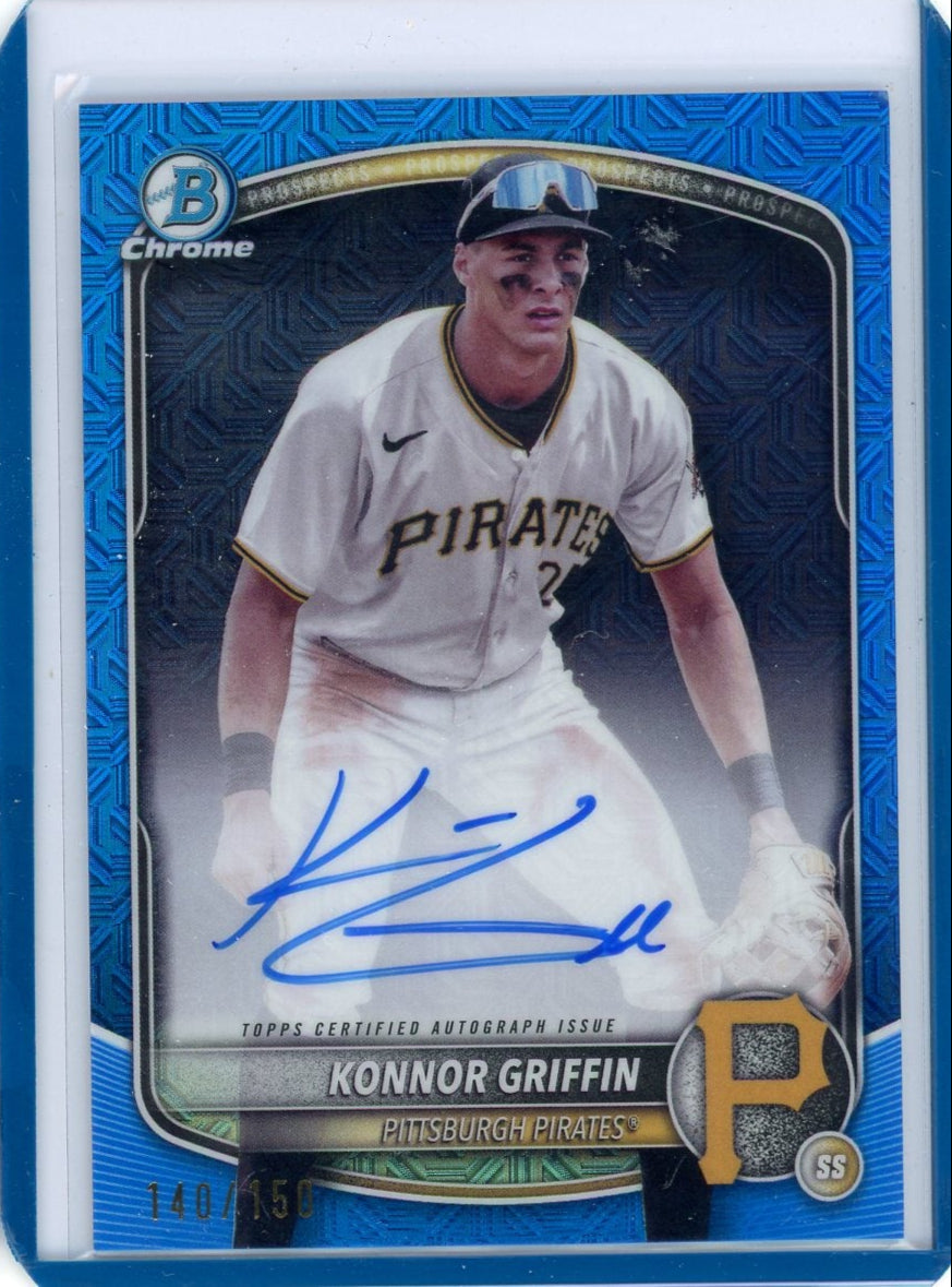 Konnor Griffin 2025 Bowman Chrome autograph blue mojo ref. #'d 140/150