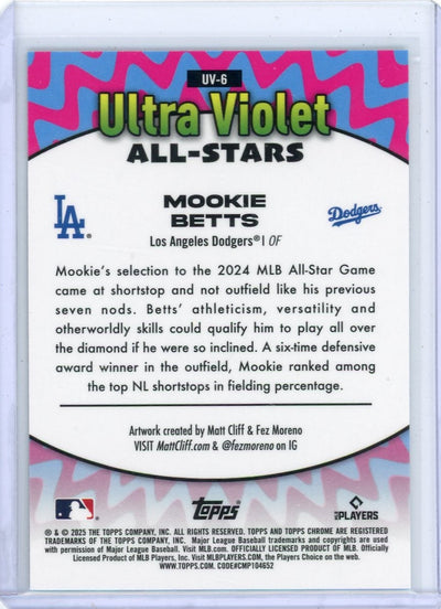 Mookie Betts 2025 Topps Chrome Ultraviolet All-Stars SSP