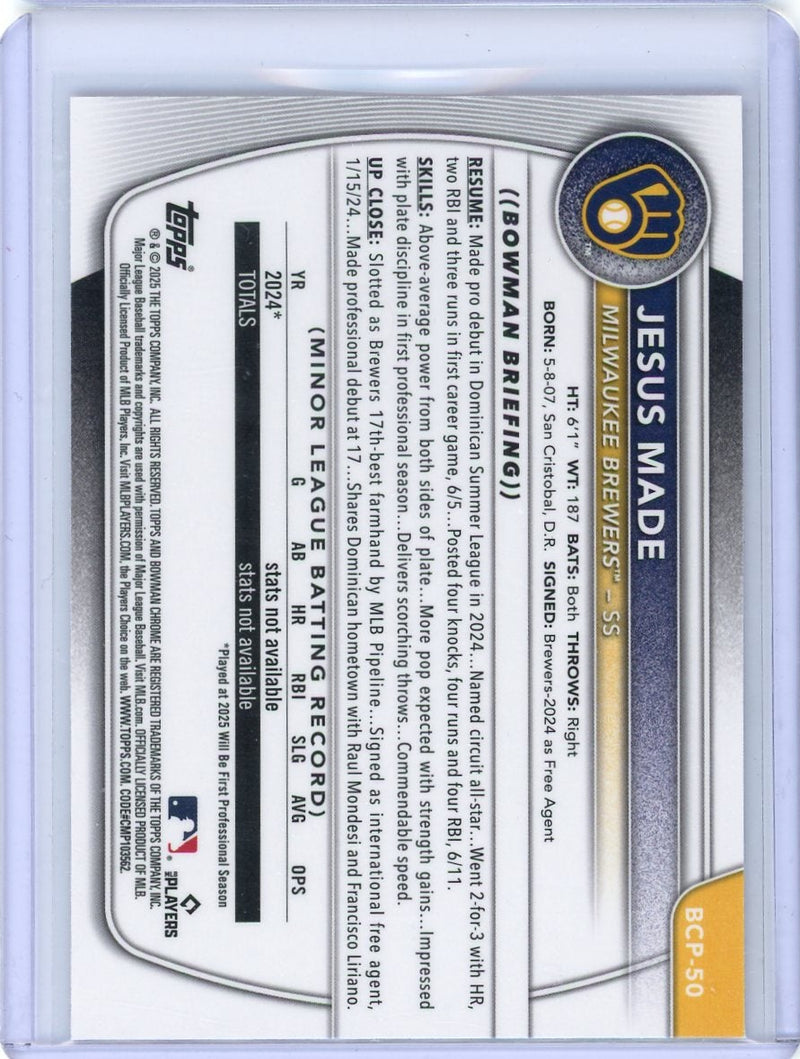 Jesus Made 2025 1st Bowman Chrome mojo fuchsia refractor 