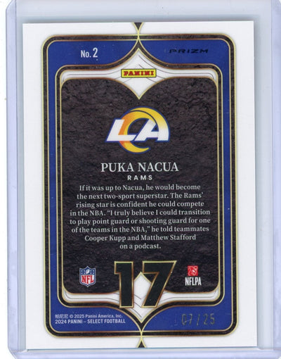 Puka Nacua 2024 Panini Select Football Numbers Tie-Dye #'d 07/25