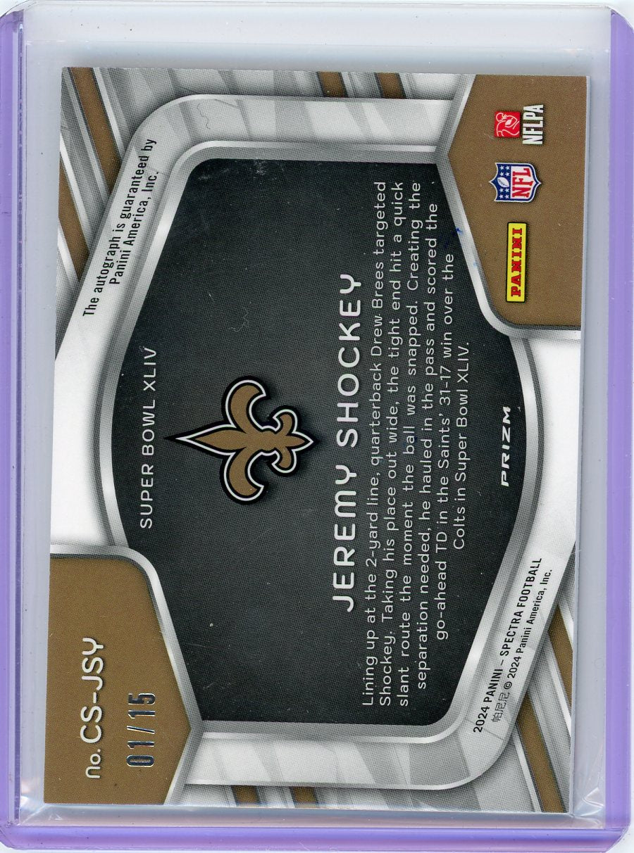 Jeremy Shockey 2024 Panini Spectra Champion Signatures pink prizm auto #'d 01/15