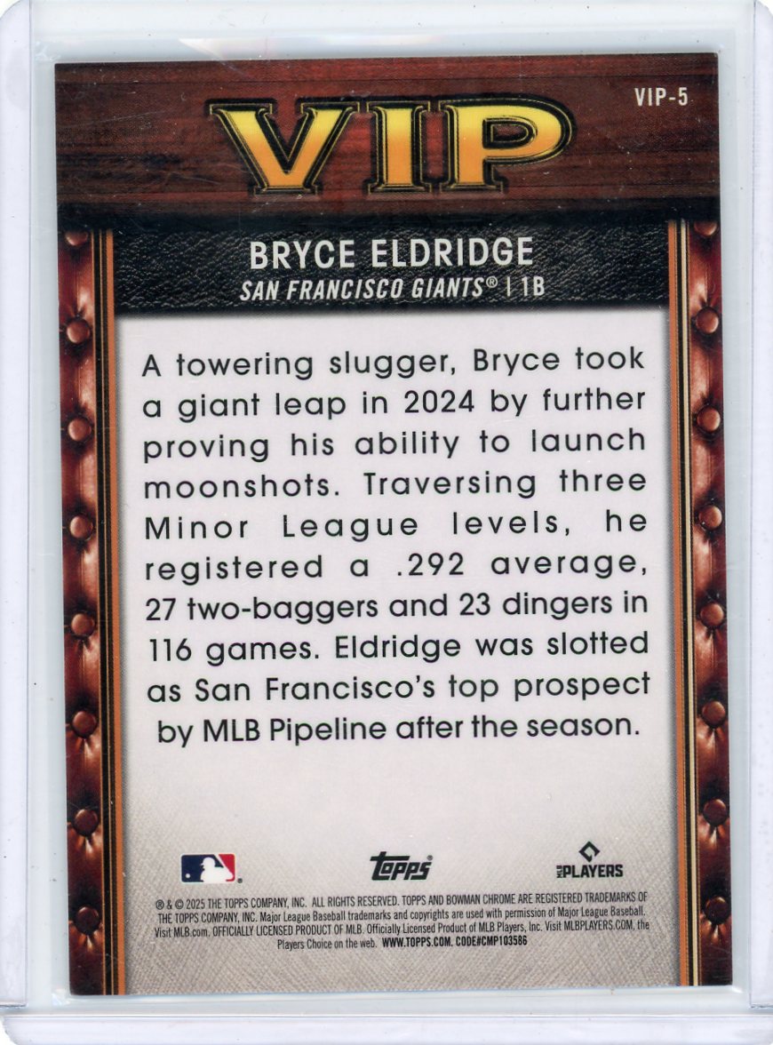 Bryce Eldridge 2025 Bowman Chrome VIP mojo purple refractor #'d 031/250