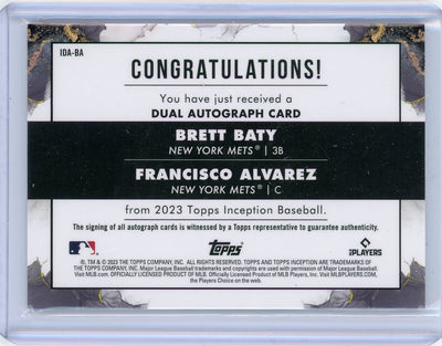 Francisco Alvarez Brett Baty 2023 Topps Inception dual autograph #'d 08/25