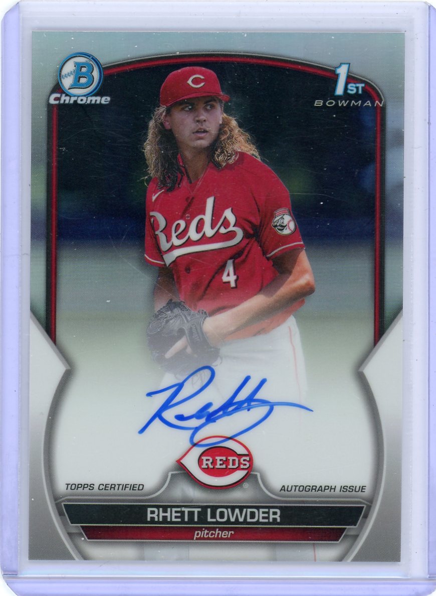 Rhett Lowder 2023 1st Bowman Chrome autograph refractor #'d 076/499