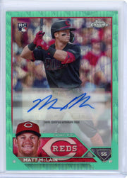 Matt McLain 2023 Topps Chrome Update autograph aqua wave ref. rookie card #'d 051/199