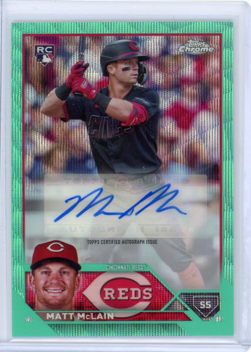 Matt McLain 2023 Topps Chrome Update autograph aqua wave ref. rookie card #'d 051/199