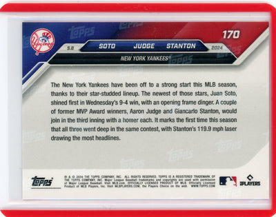 Juan Soto Aaron Judge Giancarlo Stanton 2024 Topps NOW #170 red #'d 04/10