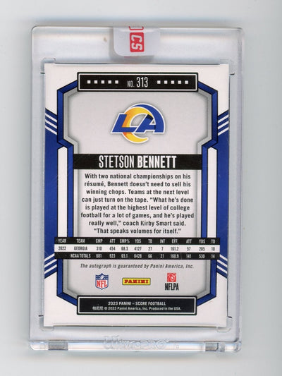 Stetson Bennett 2023 Panini Score Artist's Proof blue holo autograph rookie card #'d 17/35