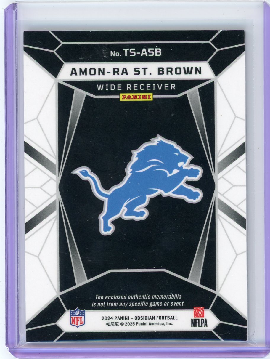 Amon-Ra St. Brown 2024 Panini Obsidian Trifecta triple relic