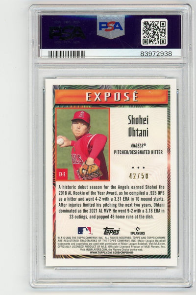 Shohei Ohtani 2022 Topps Chrome Sonic Expose gold ref. #'d 42/50 PSA 9