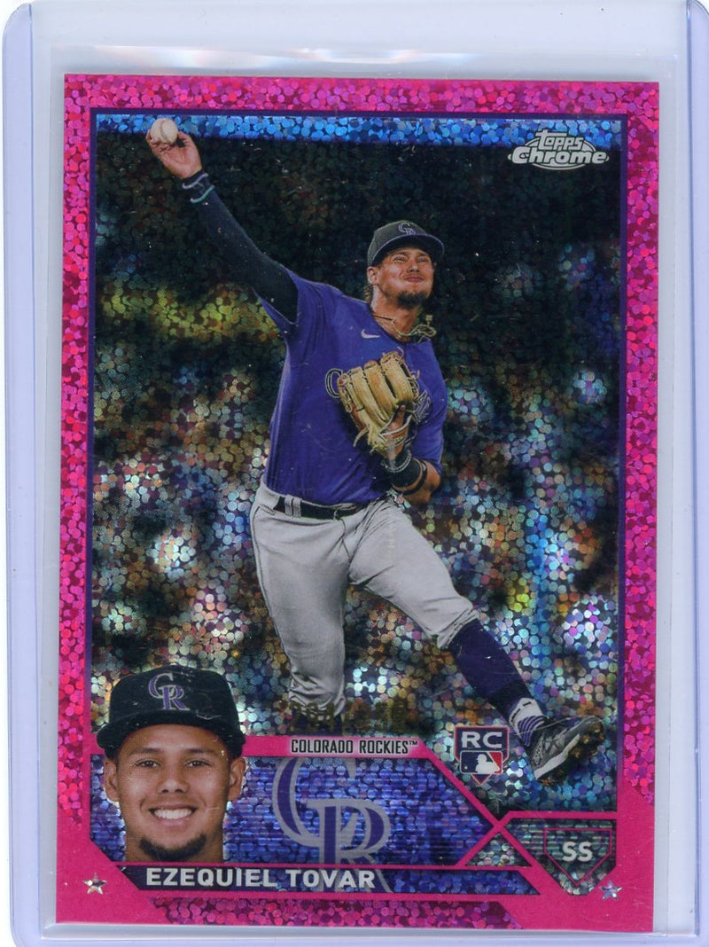 Ezequiel Tovar 2023 Topps Chrome fuchsia mini diamond ref. rookie card 