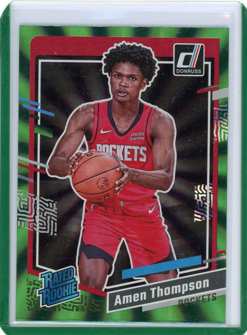 Amen Thompson 2023-2024 Panini Donruss green laser rookie card