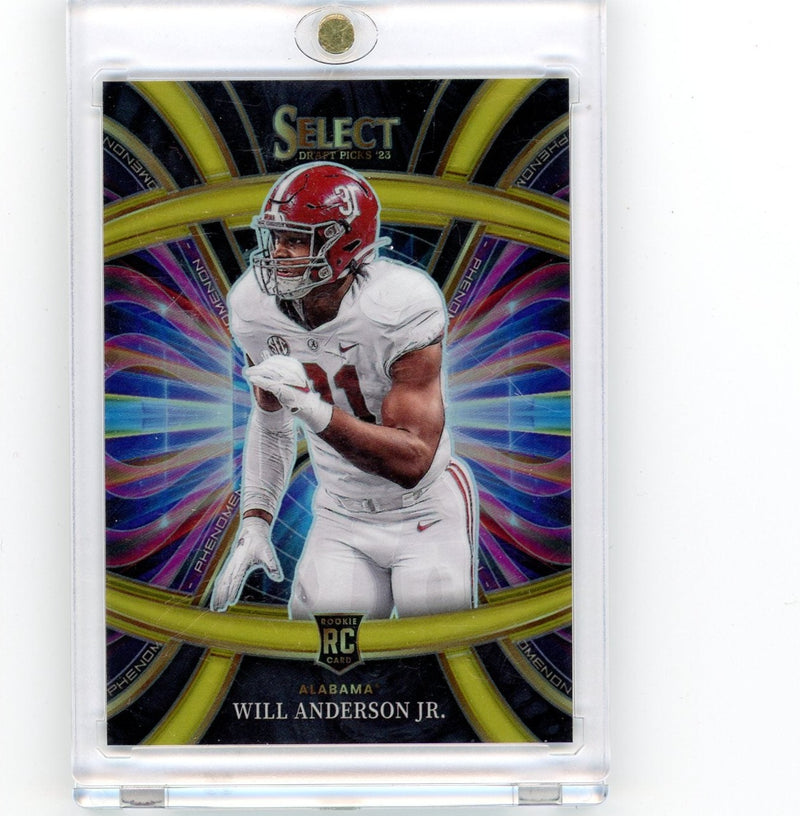 Will Anderson Jr. 2023 Panini Select Draft Phenomenon gold prizm rookie card 