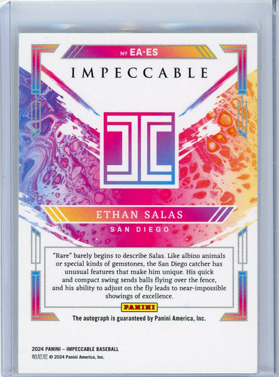 Ethan Salas 2024 Panini Impeccable Extravagance autograph #'d 31/49