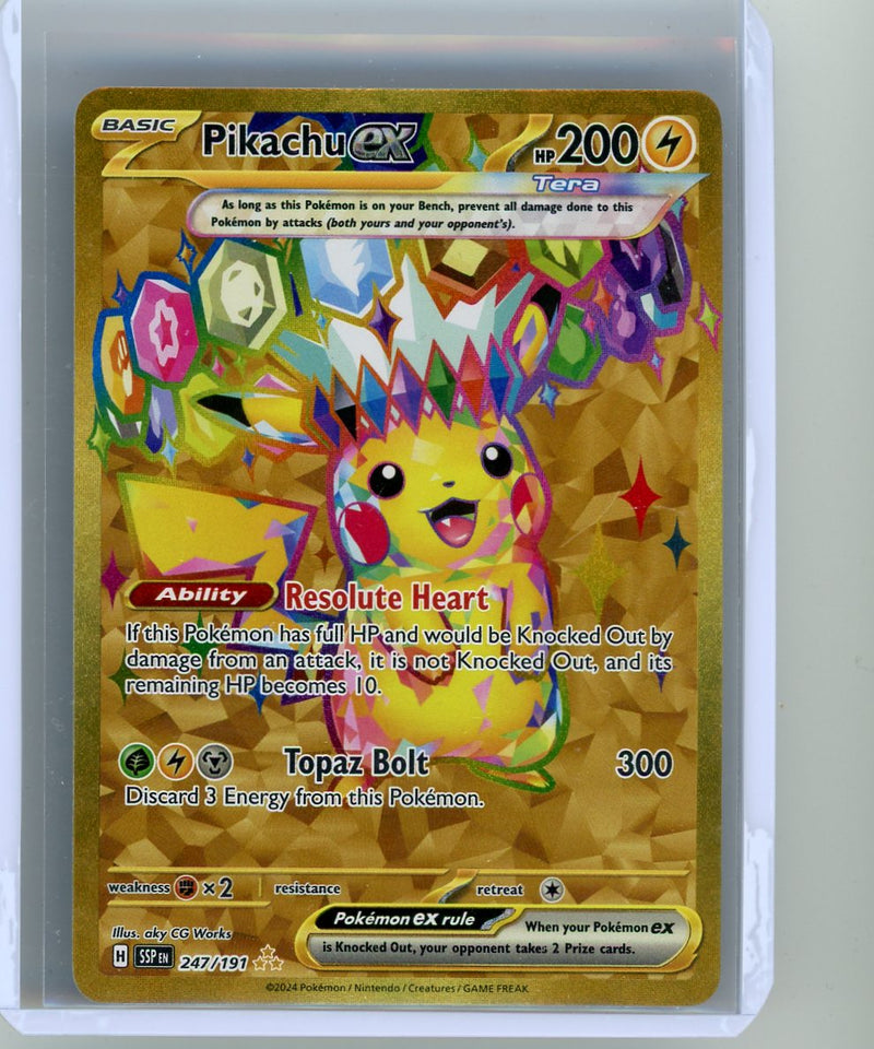 Pikachu ex Pokémon Surging Sparks Gold Hyper Rare 