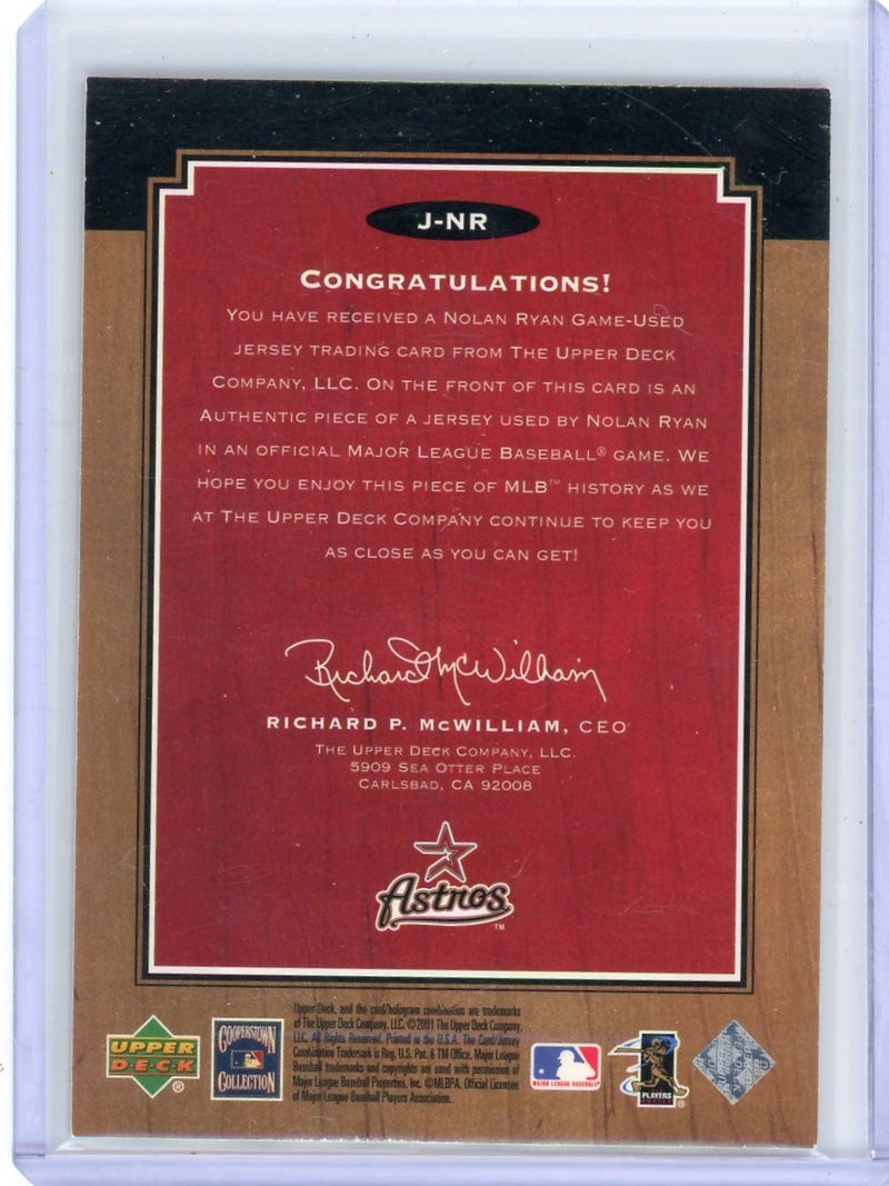 Nolan Ryan 2001 Upper Deck Legends Game Used Jersey