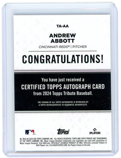 Andrew Abbott 2024 Topps Tribute autograph rookie card #'d 040/199