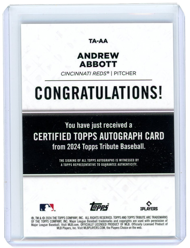 Andrew Abbott 2024 Topps Tribute autograph rookie card 