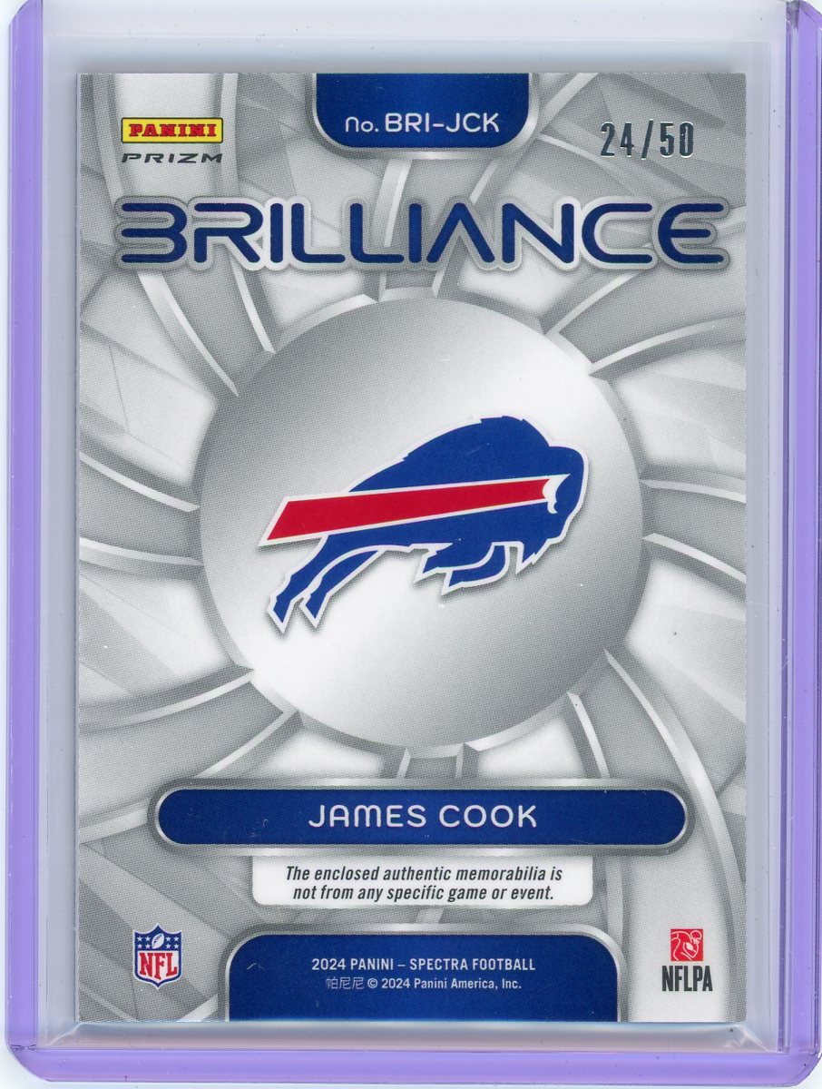 James Cook 2024 Panini Spectra Brilliance relic blue prizm #'d 24/50