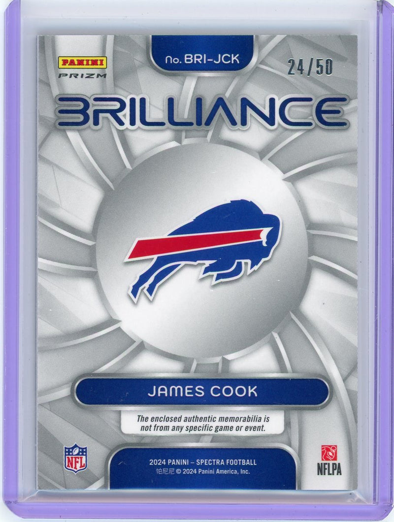 James Cook 2024 Panini Spectra Brilliance relic blue prizm 
