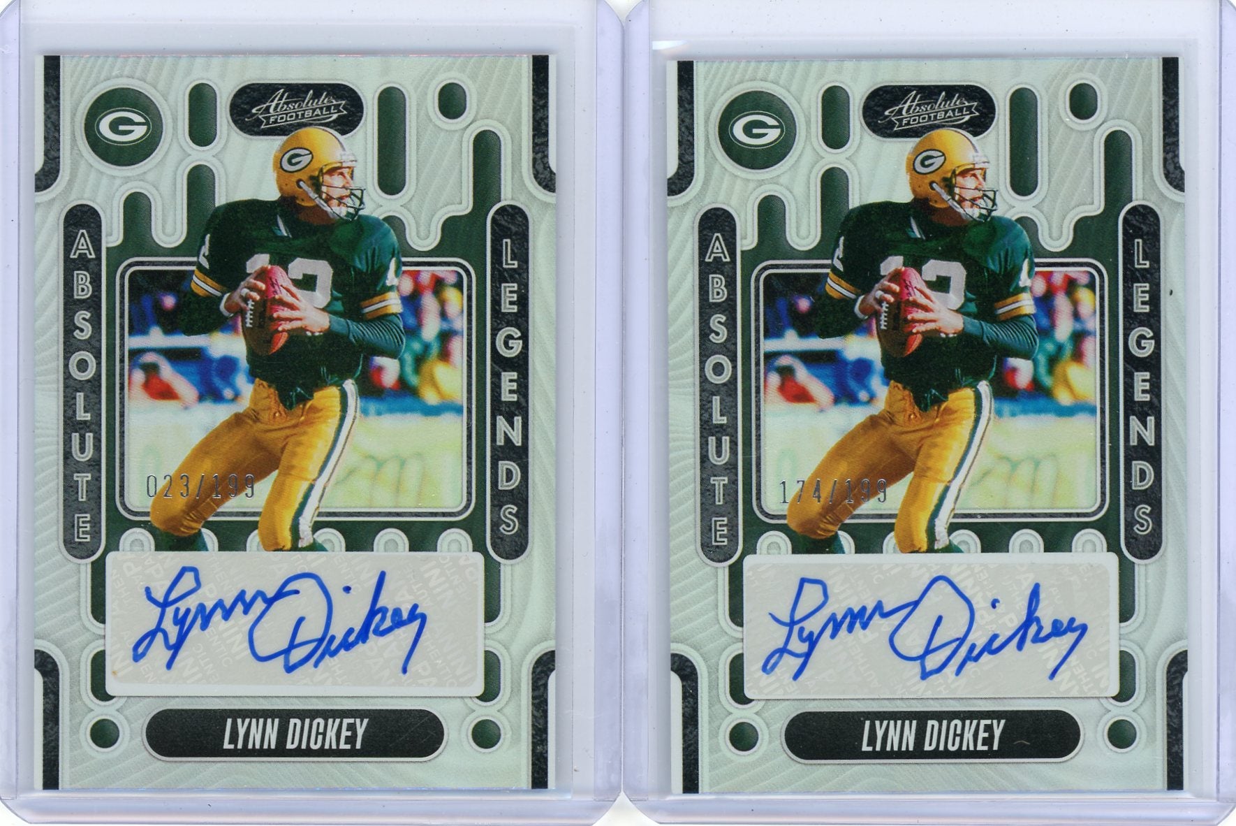 Lynn Dickey 2024 Panini Absolute Legends autograph 2-card lot #'d /199