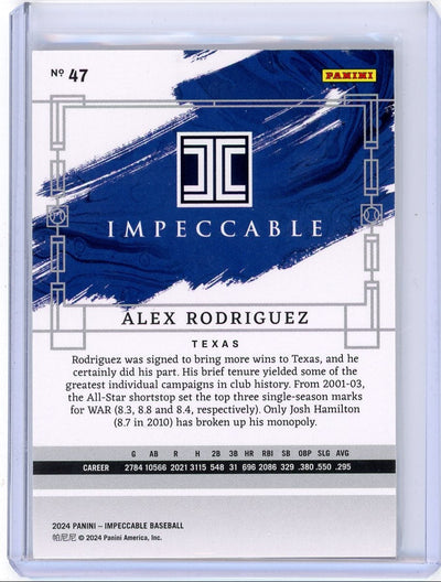 Alex Rodriguez 2024 Panini Impeccable silver #'d 13/25