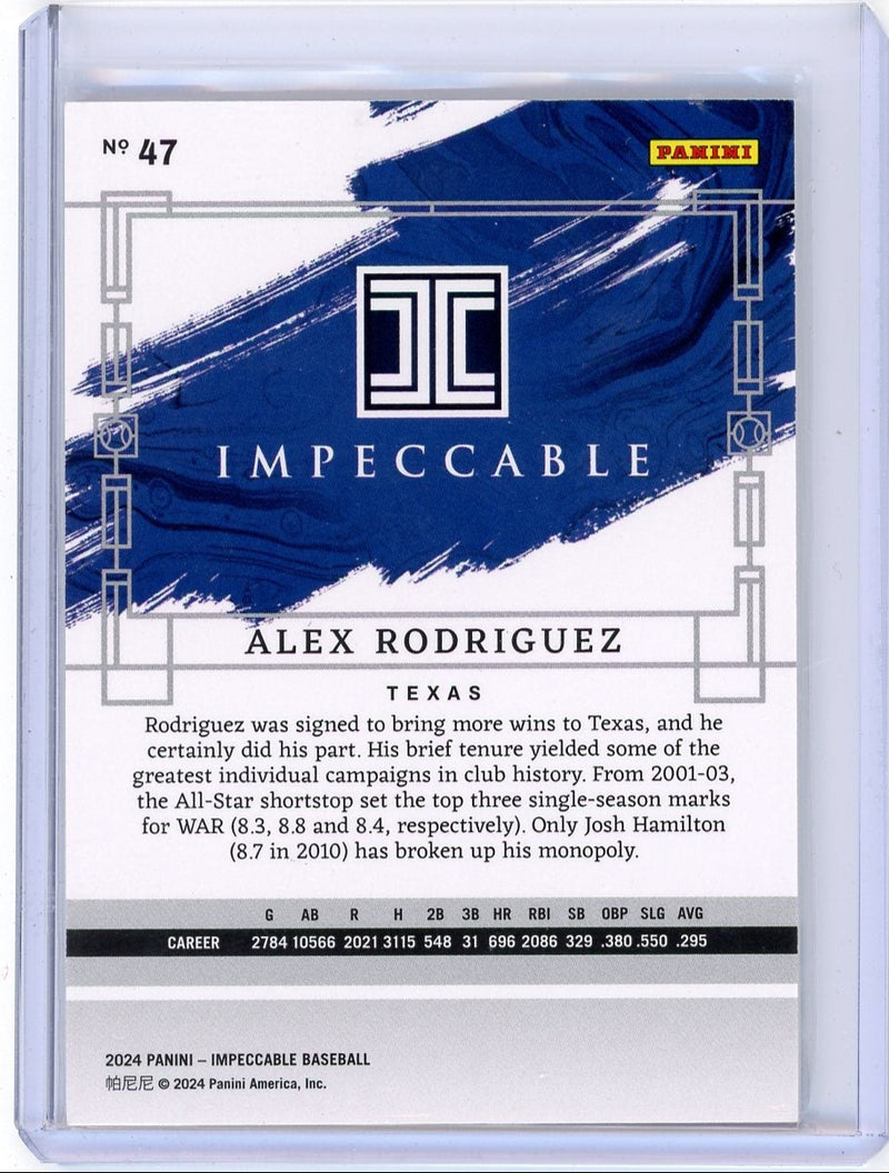 Alex Rodriguez 2024 Panini Impeccable silver 