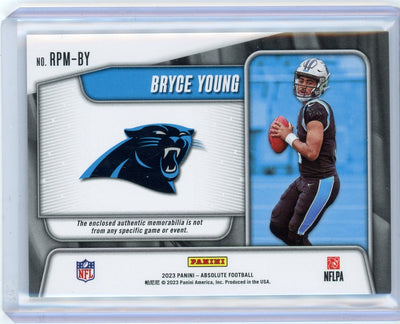 Bryce Young 2023 Panini Absolute Rookie Premier triple-relic rookie card #'d 007/399