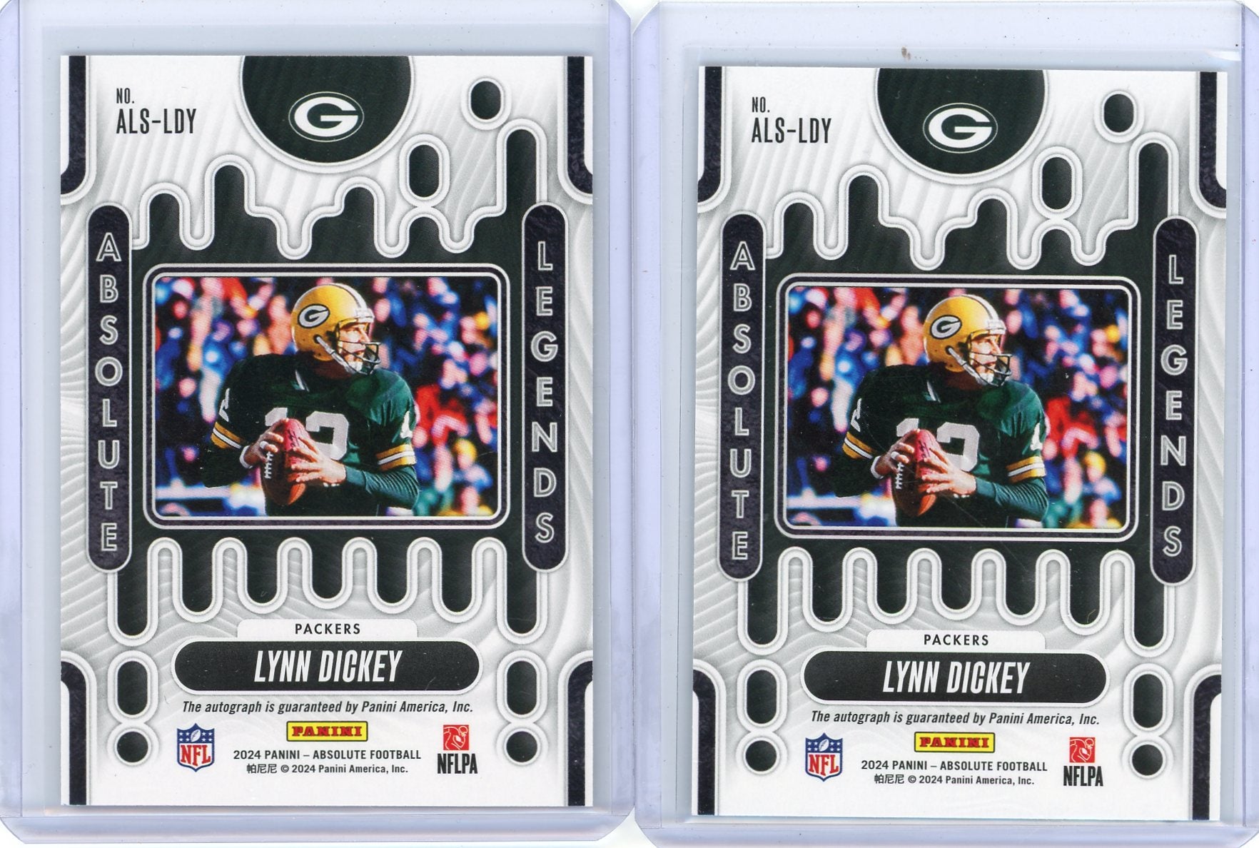 Lynn Dickey 2024 Panini Absolute Legends autograph 2-card lot #'d /199