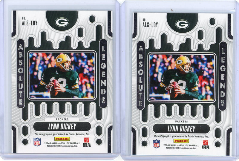 Lynn Dickey 2024 Panini Absolute Legends autograph 2-card lot 