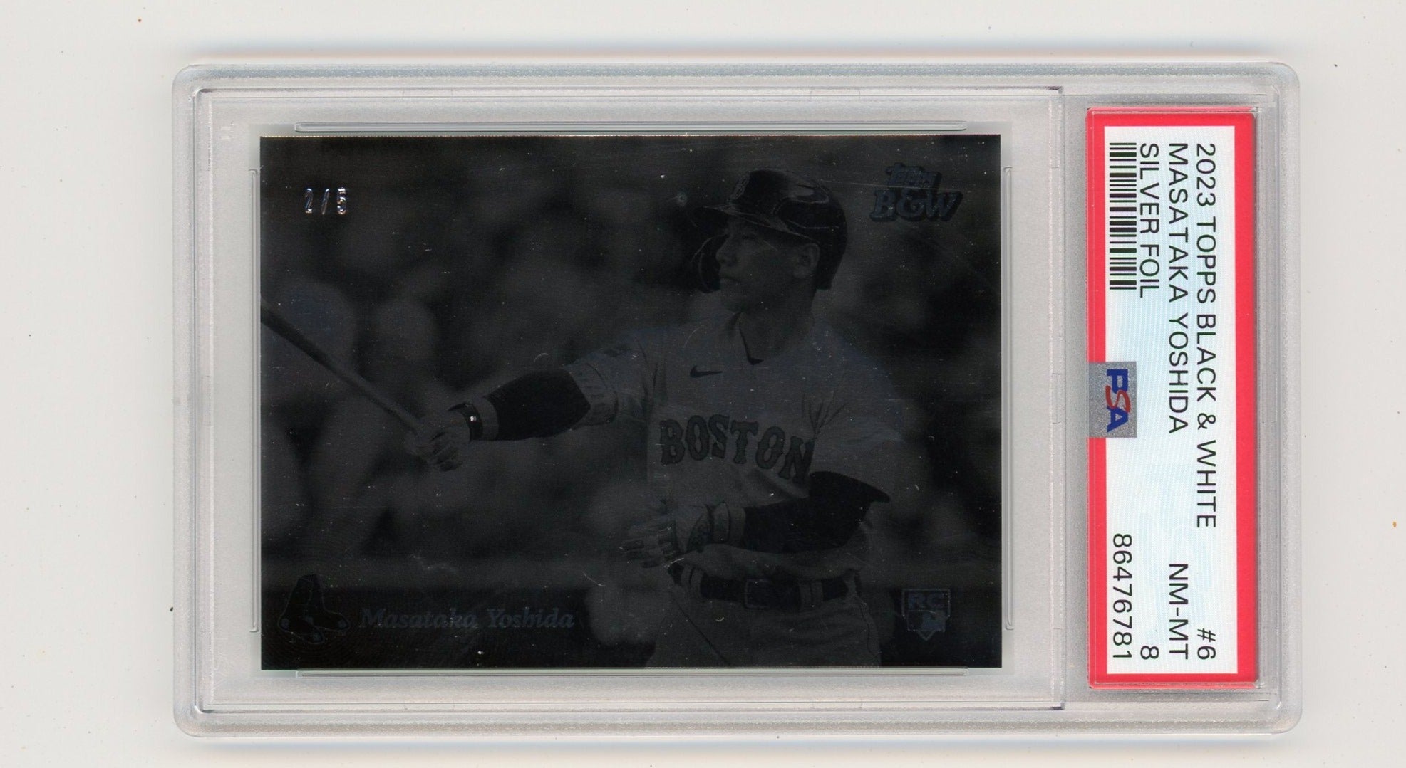 Masataka Yoshida 2023 Topps Black & White silver foil rookie card #'d 2/5 PSA 8