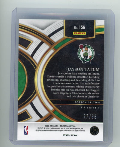 Jayson Tatum 2023-24 Panini Select blue tectonic prizm #'d 77/99