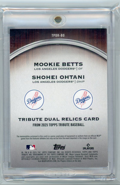 Mookie Betts Shohei Ohtani 2025 Topps Tribute dual game-used relics green #'d 29/99