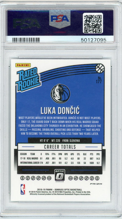 Luka Doncic 2018 Panini Donruss Optic Shock Rated Rookie PSA 8