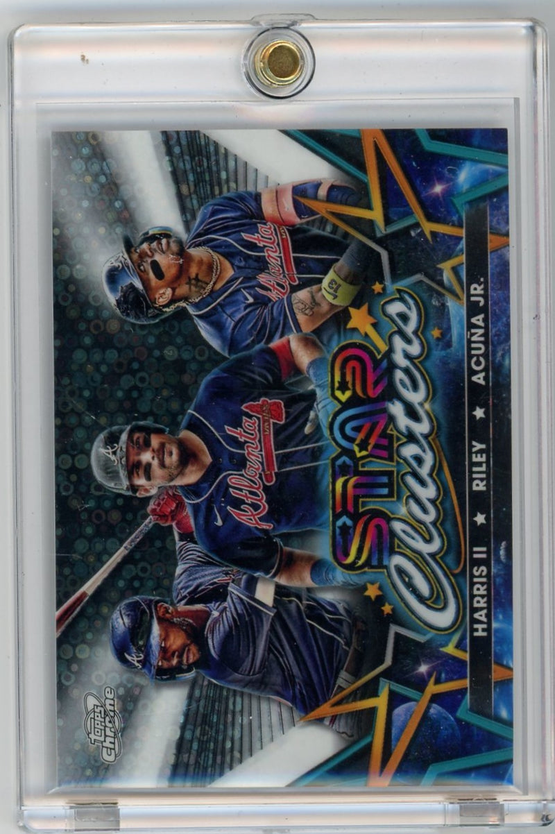 Michael Harris II, Austin Riley, Ronald Acuna Jr. 2023 Topps Chrome Cosmic Star Clusters 