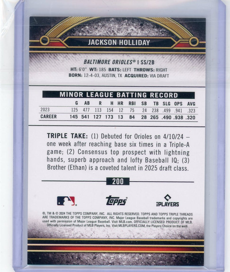 Jackson Holliday 2024 Topps Triple Threads rookie card