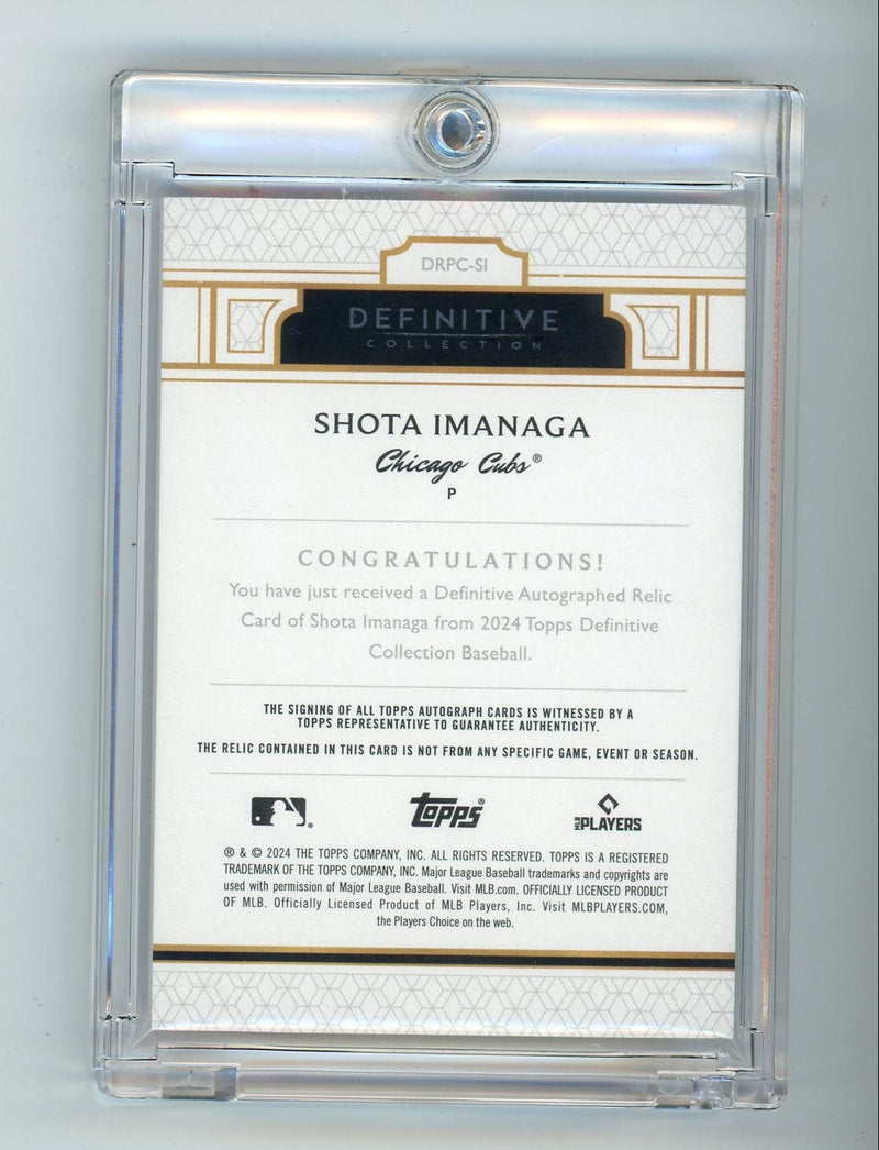 Shota Imanaga 2024 Topps Definitive Collection Autographed Relic rookie card 