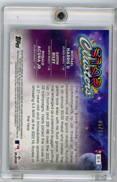 Michael Harris II, Austin Riley, Ronald Acuna Jr. 2023 Topps Chrome Cosmic Star Clusters #'d 05/10