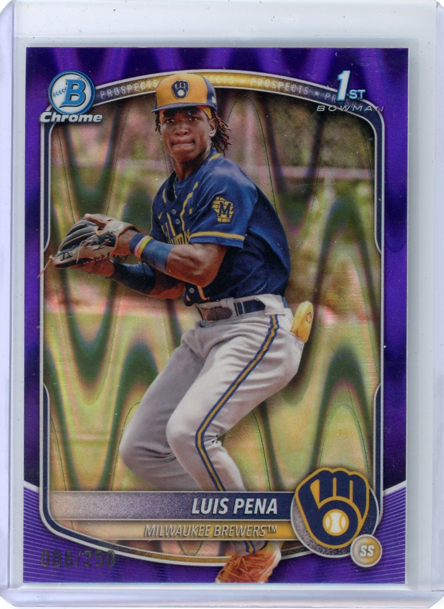 Luis Pena 2025 Bowman Chrome 1st Bowman Purple Raywave #'d 008/250