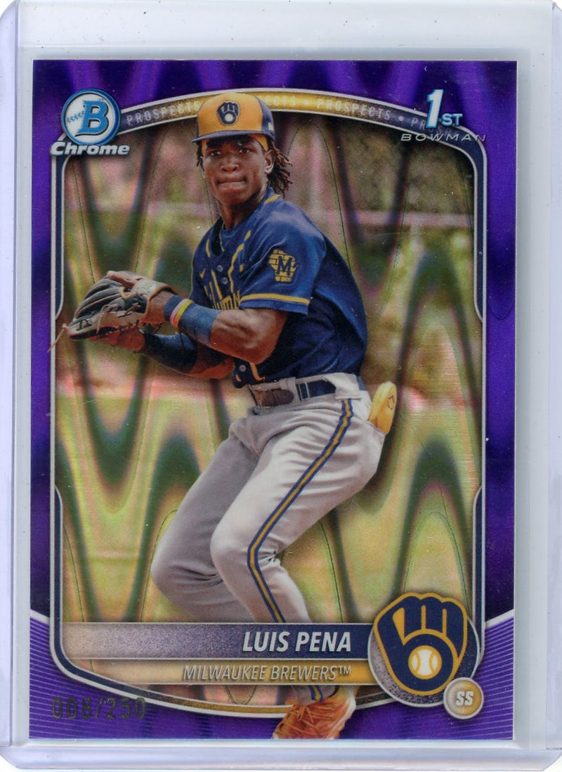 Luis Pena 2025 Bowman Chrome 1st Bowman Purple Raywave 
