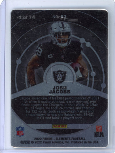 Josh Jacobs 2022 Panini Elements Metal Card Tungsten #'d 1/74