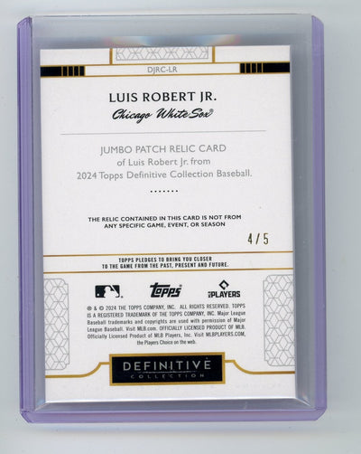 Luis Robert 2024 Topps Definitive Collection Jumbo Patch Relic #'d 4/5