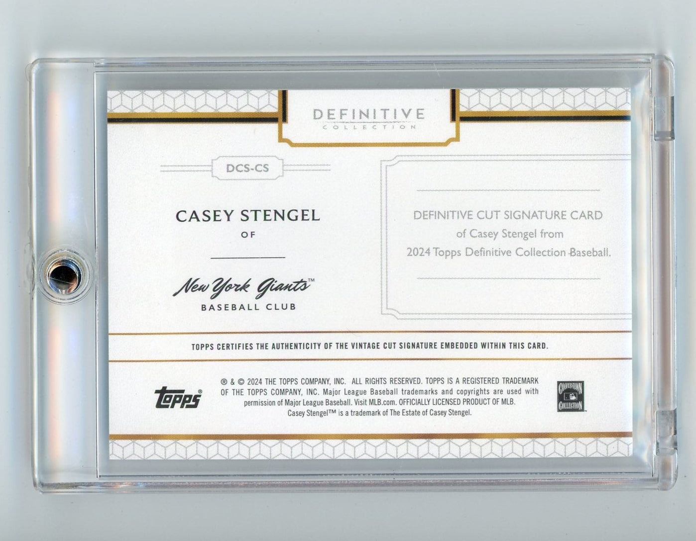 Casey Stengel 2024 Topps Definitive Collection Cut Signature #'d 1/1