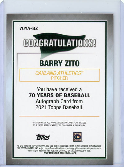 Barry Zito 2021 Topps 70 Years of Baseball autograph #'d 21/25