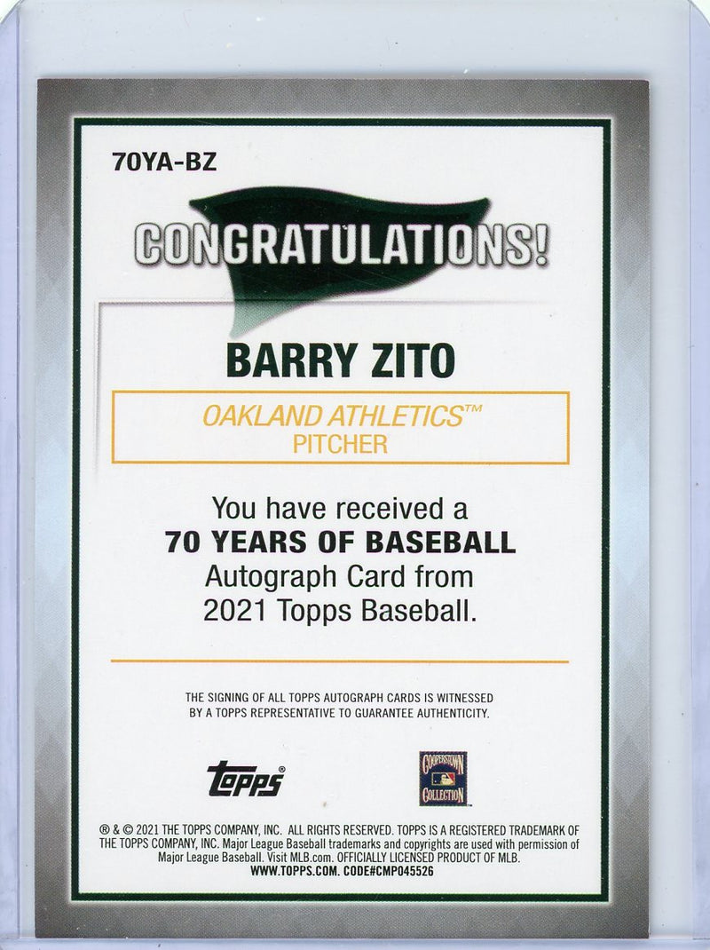 Barry Zito 2021 Topps 70 Years of Baseball autograph 