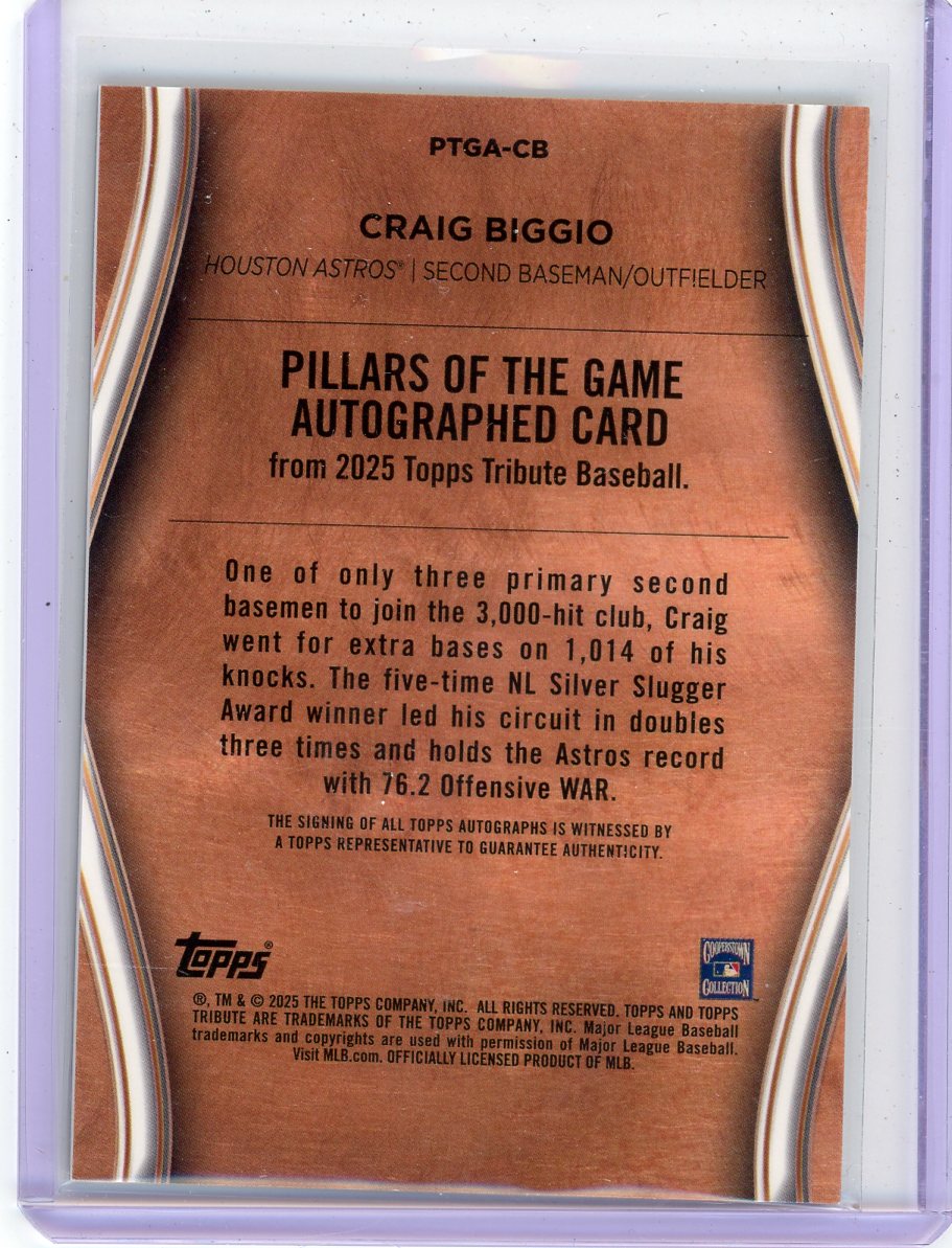 Craig Biggio 2025 Topps Tribute Pillars of the Game autograph #'d 098/199